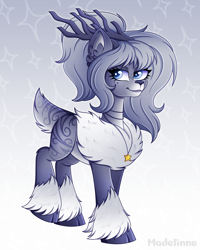 Size: 3200x4000 | Tagged: safe, artist:madelinne, imported from derpibooru, oc, oc only, oc:elizza, deer, cloven hooves, deer oc, deerified, jewelry, necklace, non-pony oc, solo, species swap