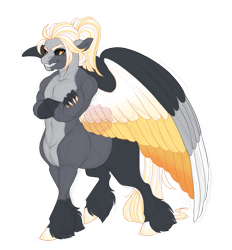 Size: 3800x4100 | Tagged: safe, artist:gigason, imported from derpibooru, oc, oc only, oc:ash, centaur, taur, black sclera, colored wings, multicolored wings, offspring, parent:lightning dust, parent:lord tirek, simple background, solo, transparent background, wings