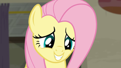 Size: 1920x1080 | Tagged: safe, imported from derpibooru, screencap, fluttershy, pegasus, pony, season 6, the saddle row review, 1080p, cute, female, happy, mare, shyabetes, smiling, solo