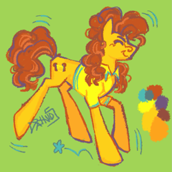 Size: 1111x1111 | Tagged: safe, artist:sillyfillies, imported from derpibooru, cheese sandwich, earth pony, pony, color palette, eyes closed, green background, simple background, smiling, solo