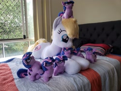 Size: 4032x3024 | Tagged: safe, artist:qtpony, photographer:ryperiour2, twilight sparkle, oc, oc:aryanne, earth pony, pony, unicorn, bed, bedroom, bedsheets, hooves, irl, laying on bed, lying down, nazi, nazipone, on bed, photo, plushie, swastika, twiggie