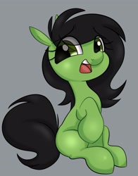 Size: 2675x3418 | Tagged: safe, artist:mushy, imported from derpibooru, oc, oc:filly anon, earth pony, pony, black hair, disgusted, female, filly, foal, hooves, mane, nervous, sitting, tail