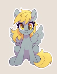 Size: 935x1200 | Tagged: safe, artist:asimos, artist:maytee, imported from derpibooru, derpy hooves, pegasus, pony, simple background, sitting, smiling, solo, spread wings, wings