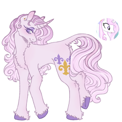 Size: 1000x1000 | Tagged: safe, artist:kazmuun, imported from derpibooru, fleur-de-lis, pony, unicorn, butt, butt fluff, chest fluff, concave belly, curved horn, female, horn, mare, plot, simple background, solo, transparent background