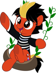 Size: 3882x5000 | Tagged: safe, artist:jhayarr23, imported from derpibooru, earth pony, pony, clothes, commission, dyed mane, dyed tail, ear piercing, happy, jaime preciado, long sleeves, male, open mouth, pierce the veil, piercing, ponified, shirt, short tail, simple background, solo, stallion, swing, tail, transparent background, underhoof, ych result