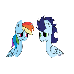 Size: 400x400 | Tagged: safe, artist:inkmage07, imported from derpibooru, rainbow dash, soarin', pegasus, pony, duo, female, male, mare, shipping, simple background, soarindash, stallion, straight, transparent background, vector