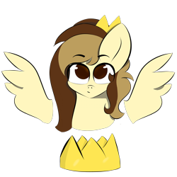 Size: 5000x5000 | Tagged: safe, artist:houndy, imported from derpibooru, oc, oc only, oc:prince whateverer, pegasus, pony, bust, crown, jewelry, long hair, long mane, pegasus oc, regalia, simple background, solo, transparent background
