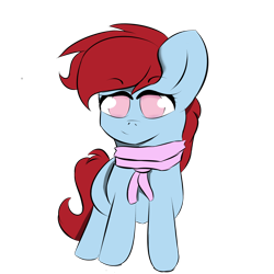 Size: 5000x5000 | Tagged: safe, artist:houndy, imported from derpibooru, oc, oc only, oc:strawberry jam, pegasus, pony, clothes, cute, long hair, long mane, pegasus oc, pink eyes, red mane, scarf, simple background, smol, solo, transparent background