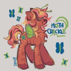 Size: 1111x1111 | Tagged: safe, artist:sillyfillies, imported from derpibooru, oc, oc only, oc:moth crackle, butterfly, butterfly pony, hybrid, pony, butterfly pony oc, hair over eyes, solo