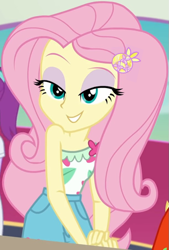 Size: 611x903 | Tagged: safe, edit, edited screencap, editor:incredibubbleirishguy, imported from derpibooru, screencap, fluttershy, equestria girls, equestria girls series, spring breakdown, spoiler:eqg series (season 2), bare shoulders, beautisexy, bedroom eyes, clothes, cropped, flirtershy, flirting, flutterbabe, fluttersexy, geode of fauna, magical geodes, pants, summer outfit