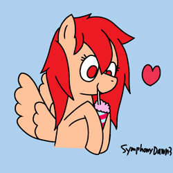 Size: 1000x1000 | Tagged: safe, artist:symphonydawn3, imported from derpibooru, oc, oc only, pegasus, pony, commission, drink, drinking, female, heart, mare, pegasus oc, simple background, smiling, smoothie, solo, straw in mouth, ych result