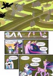 Size: 5976x8465 | Tagged: safe, artist:chunchalunch, imported from derpibooru, princess flurry heart, twilight sparkle, alicorn, pony, absurd resolution, aunt and niece, canterlot gardens, comic, crown, dialogue, duo, duo female, ethereal mane, female, hedge maze, height difference, hoof shoes, jewelry, mare, maze, messy mane, older, older flurry heart, older twilight, onomatopoeia, peytral, princess shoes, princess twilight 2.0, regalia, sleepy, smiling, speech bubble, sunrise, twilight sparkle (alicorn), walking, yawn