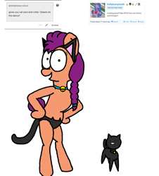 Size: 3023x3351 | Tagged: safe, artist:professorventurer, imported from derpibooru, sunny starscout, cat, pony, series:ask pippamena, bell, bell collar, bipedal, cat ears, clothes, collar, crossing the memes, g5, hey ya, meme, panties, sad cat dance, subaru, underwear