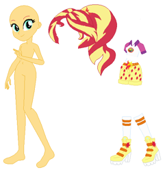 Size: 528x541 | Tagged: safe, artist:lordsfrederick778, artist:selenaede, imported from derpibooru, sunset shimmer, equestria girls, legend of everfree, alternate design, base used, simple background, solo, white background