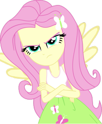 Size: 845x1024 | Tagged: safe, edit, imported from derpibooru, fluttershy, human, equestria girls, crossed arms, frown, humanized, simple background, solo, transparent background, winged humanization, wings