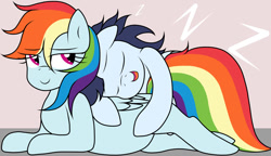 Size: 1024x588 | Tagged: safe, artist:ihakunamatata, imported from derpibooru, rainbow dash, soarin', pegasus, pony, female, hug, male, mare, pregnant, shipping, soarindash, stallion, straight