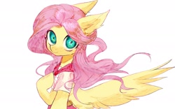 Size: 1920x1200 | Tagged: safe, artist:gq40415378, imported from derpibooru, fluttershy, pegasus, pony, clothes, female, simple background, solo, white background