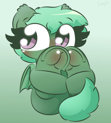 Size: 1800x2000 | Tagged: safe, artist:cushyhoof, imported from derpibooru, oc, oc only, oc:poni, bat pony, pony, bat pony oc, blushing, butt, commission, cute, fetish, frog (hoof), gradient background, hoof blush, hoof fetish, hoofbutt, hooves, looking at you, plot, shy, solo, tail, underhoof