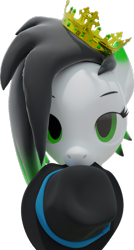 Size: 579x1080 | Tagged: safe, artist:lithus, imported from derpibooru, oc, oc:lithus, pony, wolf, wolf pony, 3d, blender, blender cycles, crown, fedora, green eyes, green mane, hat, jewelry, regalia, simple background, solo, stare, staring at you, transparent background