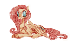 Size: 812x482 | Tagged: safe, artist:burgeredagent, imported from derpibooru, fluttershy, pegasus, pony, colored sketch, folded wings, simple background, sketch, solo, white background, wide eyes, wings