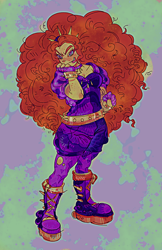 Size: 1246x1920 | Tagged: safe, artist:burgeredagent, imported from derpibooru, adagio dazzle, equestria girls, big hair, boots, clothes, leggings, shoes, solo, spiked wristband, wristband