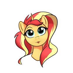 Size: 1649x1657 | Tagged: safe, artist:yumiy_salin, imported from derpibooru, sunset shimmer, pony, unicorn, :p, bust, cute, portrait, solo, tongue out