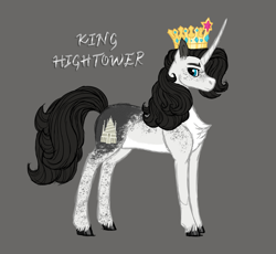 Size: 3495x3216 | Tagged: safe, artist:queenderpyturtle, imported from derpibooru, oc, oc:hightower, pony, unicorn, crown, gray background, jewelry, male, regalia, simple background, solo, stallion