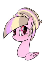 Size: 516x624 | Tagged: safe, artist:petaltwinkle, imported from derpibooru, oc, oc only, oc:petal twinkle, pegasus, pony, alternate hairstyle, bust, female, mare, simple background, smiling, solo, white background