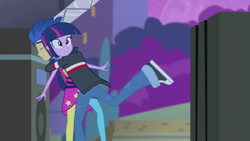 Size: 3072x1727 | Tagged: safe, imported from derpibooru, screencap, flash sentry, twilight sparkle, human, equestria girls, rainbow rocks, clothes, duo, duo male and female, eyes closed, female, frown, hug, jacket, male, night, rainbow rocks outfit, shoes, smiling