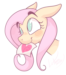 Size: 783x890 | Tagged: safe, artist:littmosa, imported from derpibooru, fluttershy, pegasus, bust, cute, heart, shyabetes, simple background, solo, white background