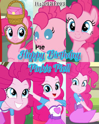 Size: 1920x2400 | Tagged: safe, artist:beavernator, artist:rjp.rammy, edit, edited screencap, editor:itsmgh1203, imported from derpibooru, screencap, pinkie pie, human, pony, equestria girls, friendship games, party of one, pinkie spy (short), player piano, rainbow rocks, season 1, season 7, secrets and pies, 2023, adorasexy, armpits, baby, baby pie, baby pony, breasts, bush, busty pinkie pie, cleavage, cute, diapinkes, golden oaks library, grin, looking at you, mouth hold, musical instrument, open mouth, open smile, piano, pinkie on a piano, pinkie pie day, reasonably sized breasts, sexy, smiling, smiling at you, text, younger