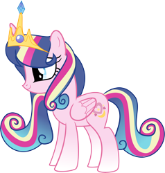 Size: 9396x9857 | Tagged: safe, artist:shootingstarsentry, imported from derpibooru, oc, oc:crystal, alicorn, pony, crown, female, jewelry, mare, offspring, parent:princess cadance, parent:shining armor, parents:shiningcadance, regalia, simple background, solo, transparent background