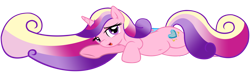 Size: 8000x2458 | Tagged: safe, artist:laszlvfx, imported from derpibooru, princess cadance, pony, absurd resolution, base used, belly button, female, looking at you, lying down, relaxing, simple background, solo, transparent background