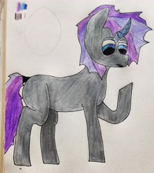 Size: 4879x5500 | Tagged: safe, artist:refinity, imported from derpibooru, oc, oc only, pony, unicorn, drawing, photo, purple hair, solo, traditional art