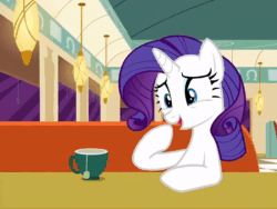 Size: 956x720 | Tagged: safe, imported from derpibooru, screencap, rarity, pony, unicorn, season 6, the saddle row review, animated, cropped, cup, female, mare, solo, sound, teacup, webm