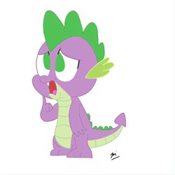 Size: 2364x2364 | Tagged: safe, artist:beepbeep, imported from derpibooru, spike, dragon, concerned, simple background, solo, white background