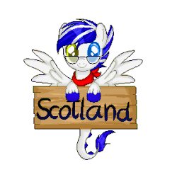 Size: 300x300 | Tagged: safe, artist:angellightyt, imported from derpibooru, oc, oc only, pegasus, pony, animated, base used, flying, gif, glasses, heterochromia, neckerchief, pegasus oc, sign, simple background, smiling, solo, spread wings, transparent background, unshorn fetlocks, wings