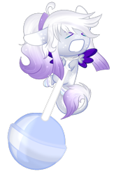 Size: 510x783 | Tagged: safe, artist:angellightyt, imported from derpibooru, oc, oc only, oc:aurora moon, pegasus, pony, base used, candy, chibi, colored wings, commission, eyes closed, female, food, gritted teeth, lollipop, mare, micro, pegasus oc, simple background, smiling, solo, teeth, transparent background, two toned wings, wings, ych result