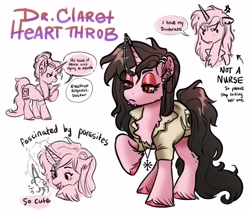 Size: 4096x3454 | Tagged: safe, artist:opalacorn, imported from derpibooru, oc, oc only, oc:doctor heartthrob, pony, unicorn, chest fluff, commission, cross-popping veins, dialogue, doctor, ear piercing, earring, emanata, female, frown, jewelry, lidded eyes, lip piercing, mare, necklace, piercing, simple background, solo, speech bubble, tweezers, unshorn fetlocks, white background