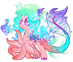 Size: 4491x3800 | Tagged: safe, artist:anno酱w, imported from derpibooru, oc, oc only, mermaid, merpony, monster pony, octopony, octopus, original species, base used, fish tail, simple background, smiling, solo, tail, transparent background