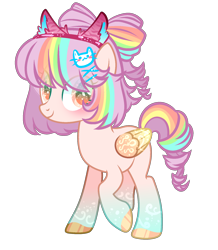 Size: 1514x1740 | Tagged: safe, artist:anno酱w, imported from derpibooru, oc, oc only, pegasus, base used, bow, curly hair, rainbow, short hair, short tail, simple background, smiling, solo, tail, transparent background