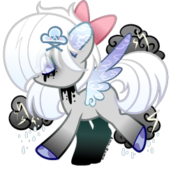 Size: 769x775 | Tagged: safe, artist:anno酱w, imported from derpibooru, oc, oc only, pegasus, pony, base used, bow, chibi, cloud, dark clouds, simple background, solo, thunder, transparent background