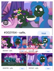 Size: 3106x4096 | Tagged: safe, editor:notnoxula, imported from derpibooru, screencap, izzy moonbow, pipp petals, spoiler:g5, spoiler:my little pony: tell your tale, spoiler:tyts01e43, bridlewood, bridlewood spog, collage, family feud insanity, fight, g5, google, hate, mud, mud mask, my little pony: tell your tale, quarreling, text, worst, yuck