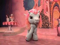 Size: 480x360 | Tagged: safe, artist:beaverhayes, imported from derpibooru, minty, pinkie pie (g3), thistle whistle, earth pony, pegasus, pony, my little pony live, 2009, animated, castle, crystal rainbow castle, dancing, dreamgirls, g3, generation leap, irl, live action, singing, sound, sound only, the world's biggest tea party, uncanny valley, webm, wicked, youtube link