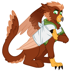 Size: 1282x1293 | Tagged: safe, artist:artistcoolpony, imported from derpibooru, oc, oc only, oc:pavlos, griffon, annoyed, bandage, broken bone, broken wing, cast, claws, clothes, eared griffon, griffon oc, hoodie, injured, one wing out, pain, simple background, sling, solo, transparent background, uncomfortable, wing cast, wing sling, wings