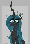 Size: 1242x1808 | Tagged: safe, artist:icey, imported from derpibooru, queen chrysalis, changeling, nervous sweat, solo, surprised, wide eyes