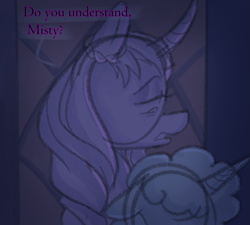 Size: 771x695 | Tagged: safe, anonymous artist, imported from derpibooru, opaline arcana, alicorn, pony, unicorn, series:misty pov, duo, duo female, female, g5, manipulation, mare, misty brightdawn