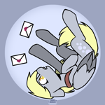 Size: 2894x2894 | Tagged: safe, artist:jellysketch, imported from derpibooru, derpy hooves, pegasus, pony, bubble, colored pupils, in bubble, mail, solo