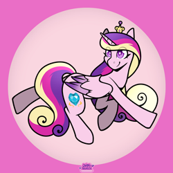 Size: 2894x2894 | Tagged: safe, artist:jellysketch, imported from derpibooru, princess cadance, alicorn, pony, bubble, smiling, solo