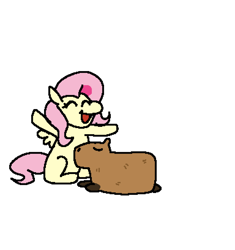 Size: 1536x1632 | Tagged: safe, artist:punkittdev, imported from derpibooru, fluttershy, pegasus, pony, capybara, cute, eyes closed, female, lying down, mare, open mouth, open smile, prone, simple background, sitting, smiling, solo, spread hooves, still frame, transparent background